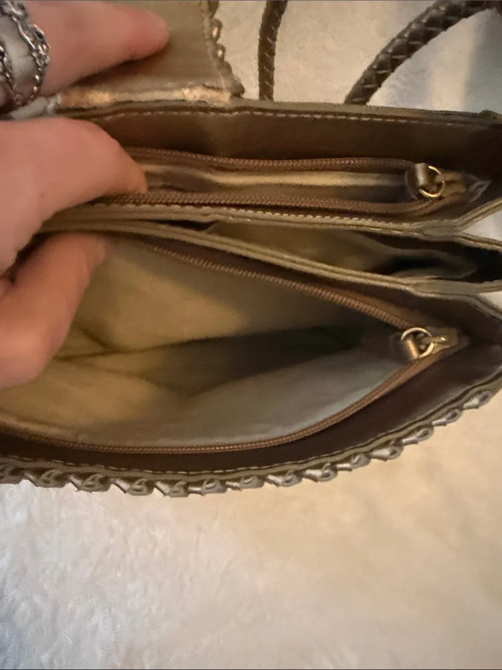 Vintage 80s Warren Reed Metallic Gold Woven Crossbody Shoulder Bag